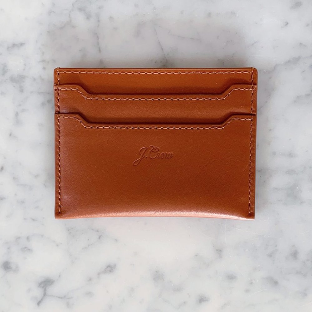 NWT JCrew Italian Leather Card Case, Saddle